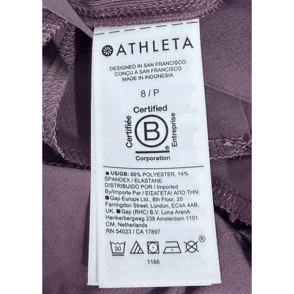 Athleta Brooklyn Ankle Pants Womens 8 Petite Mauve Zip Pockets Elastic Waist - Picture 9 of 10
